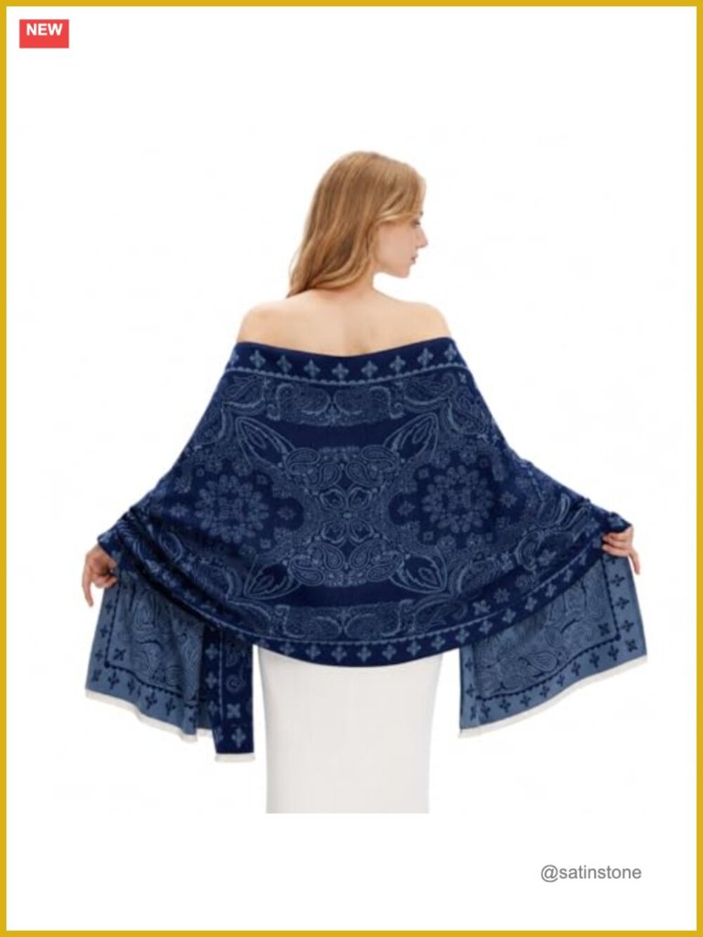 Reversible Paisley Pashmina Shawl Wrap Luxury Jacquard Stole for Wedding